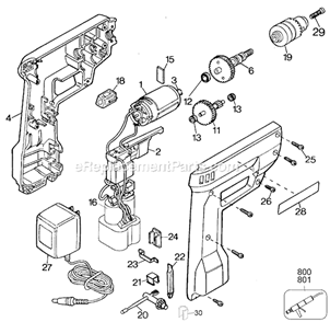 Page A Diagram and Parts List for 9013 Type 4 Black and Decker Cordless Drill